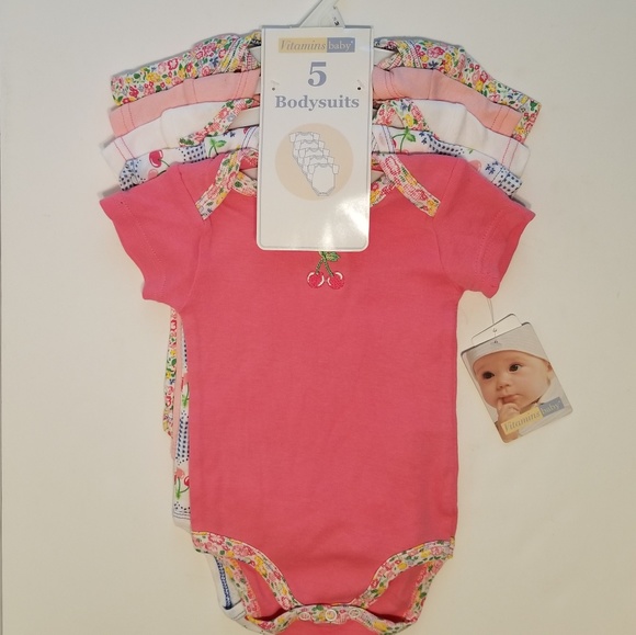 Vitamins Baby Other - Vitamins Baby Bodysuit Lot of 5 Girl Sz 9 Month